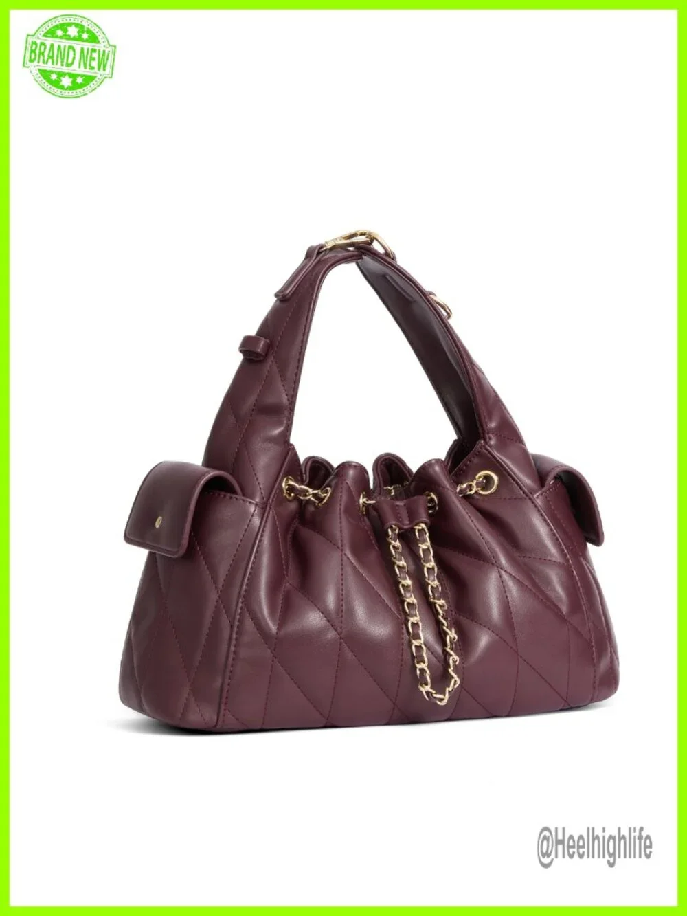 Quilted Vegan Leather Tote Bag with Adjustable Strap Hobo Shoulder Purse